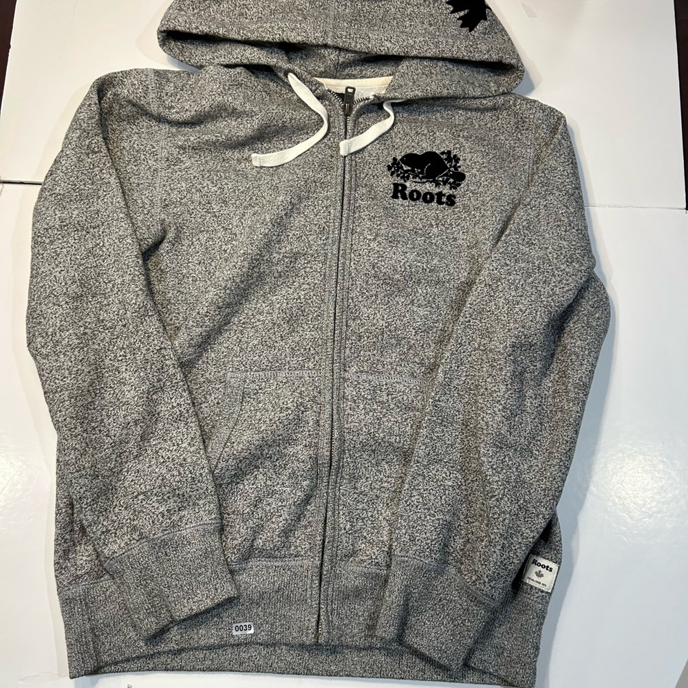 Roots Men’s Small Heather Gray hoodie Zip-Up sweatshirt